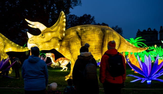 Dinosaur light display Longleat house